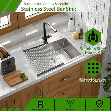Stainless Steel Drop in Kitchen Sink, Stainless Steel Grid Multifunction Sink, Large Single Bowl Kitchen Sink, Drain Strainer Set Compatibility with Various Workstation Styles(Silver#1,60x45cm)
