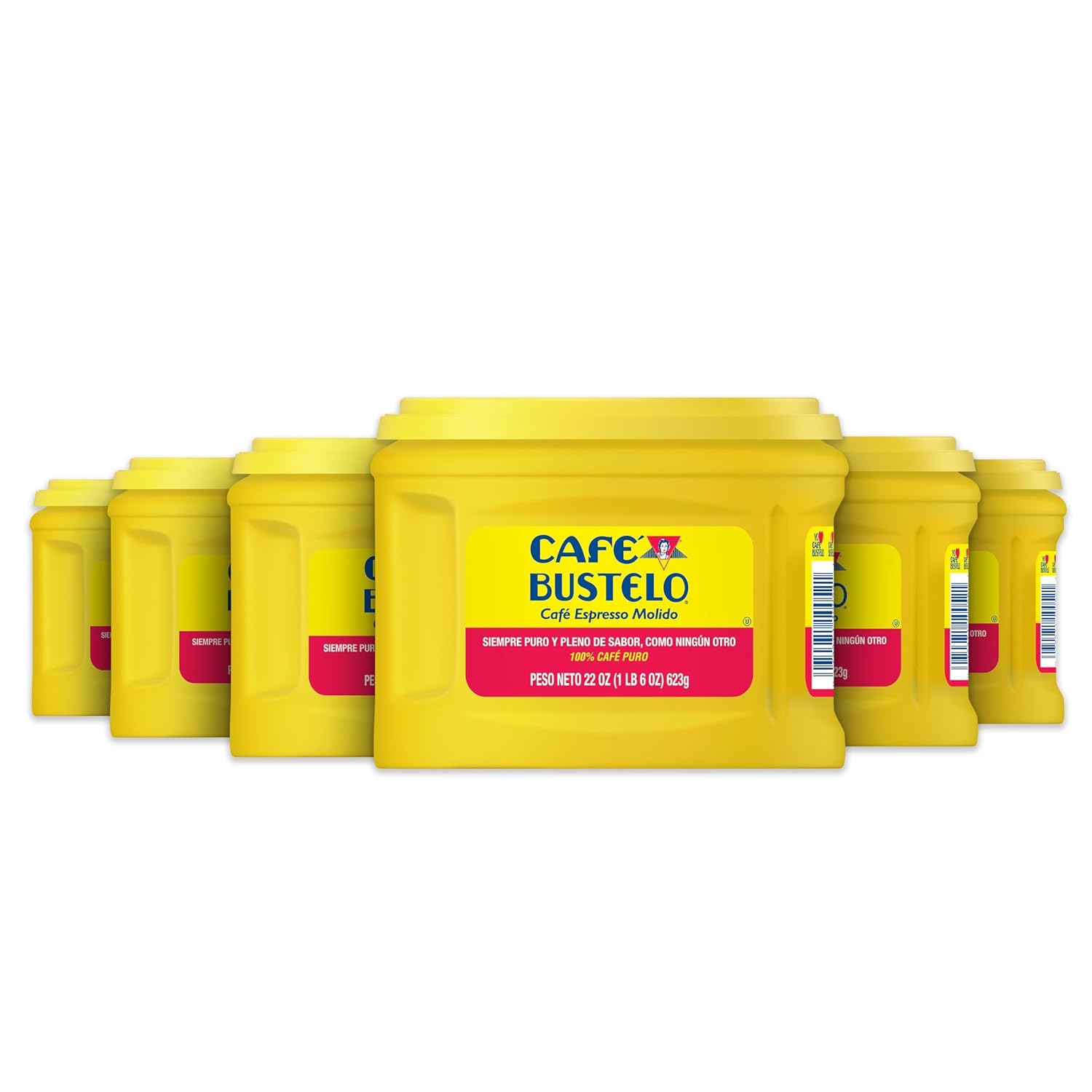 Café Bustelo Espresso Ground Coffee, Dark Roast, 22 Ounce Canister, 6 Count Case