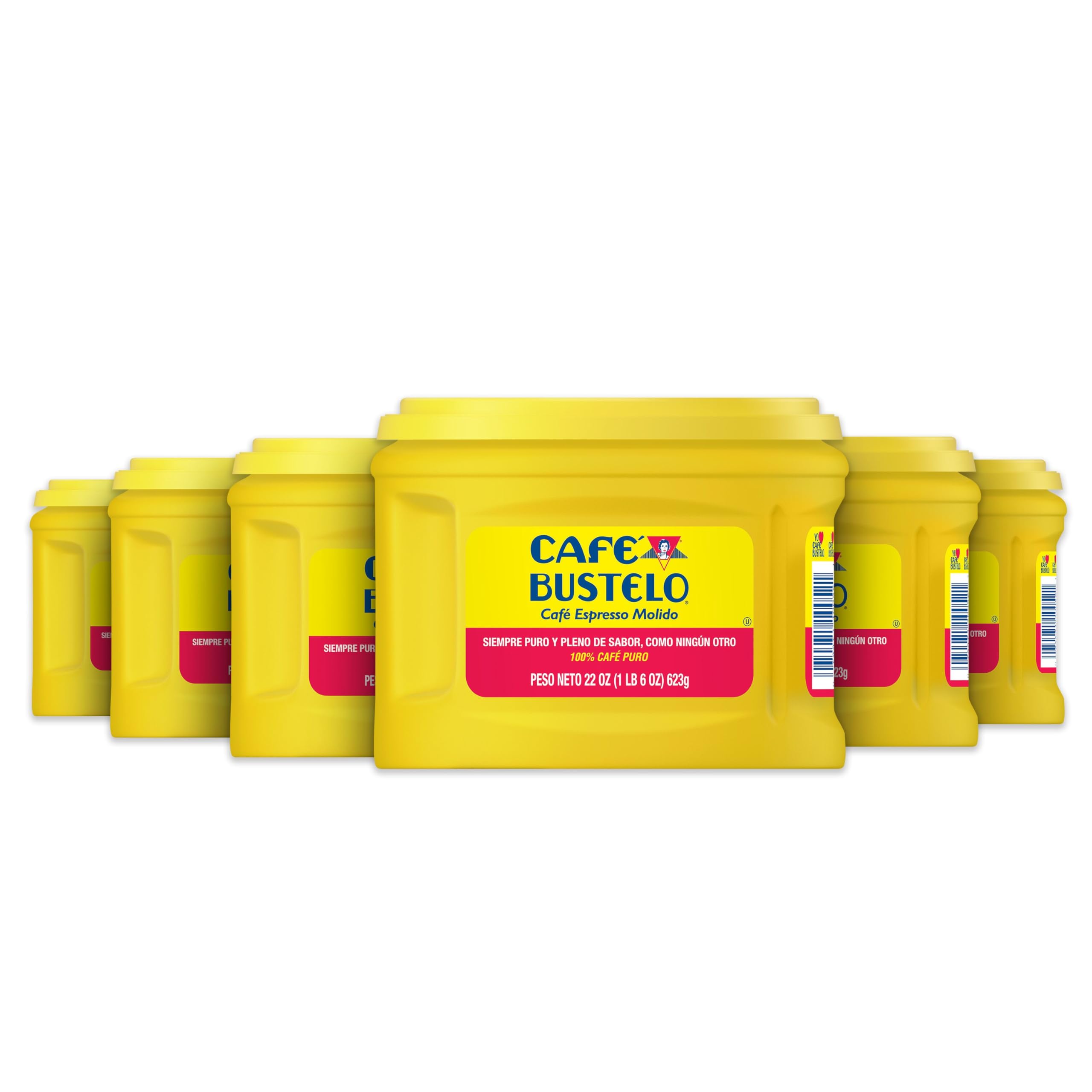 Café Bustelo Espresso Ground Coffee, Dark Roast, 22 Ounce Canister, 6 Count Case