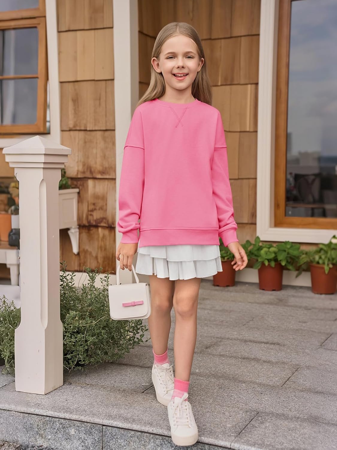 Haloumoning Girls Oversized Crewneck Sweatshirts Kids Long Sleeve Shirts Tops Fall Pullover 5-14 Years - Image 5