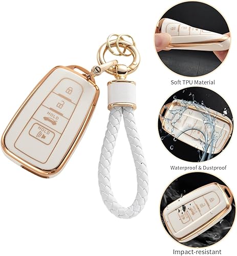 Miniatura 4 de Anzaxni Funda para llavero con llavero, funda de TPU suave para llave inteligente Camry RAV4 Highlander Avalon C-HR Prius Corolla GT86 2018-2022