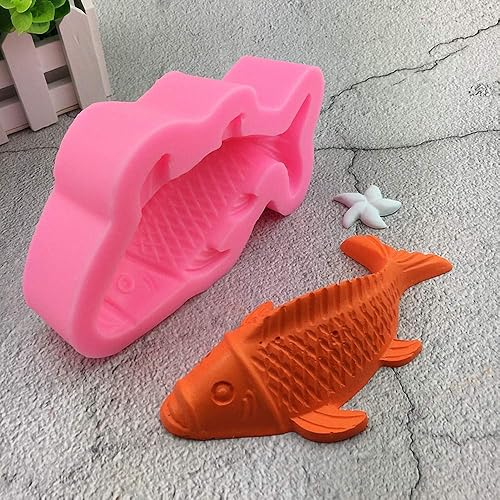 Miniatura 5 de Molde de fondant 3D para pastel de pescado Koi, silicona, prisma rectangular, rosa, 5.7 x 2.8 x 1.4 pulgadas, 24.3 fl oz, herramienta de decoración