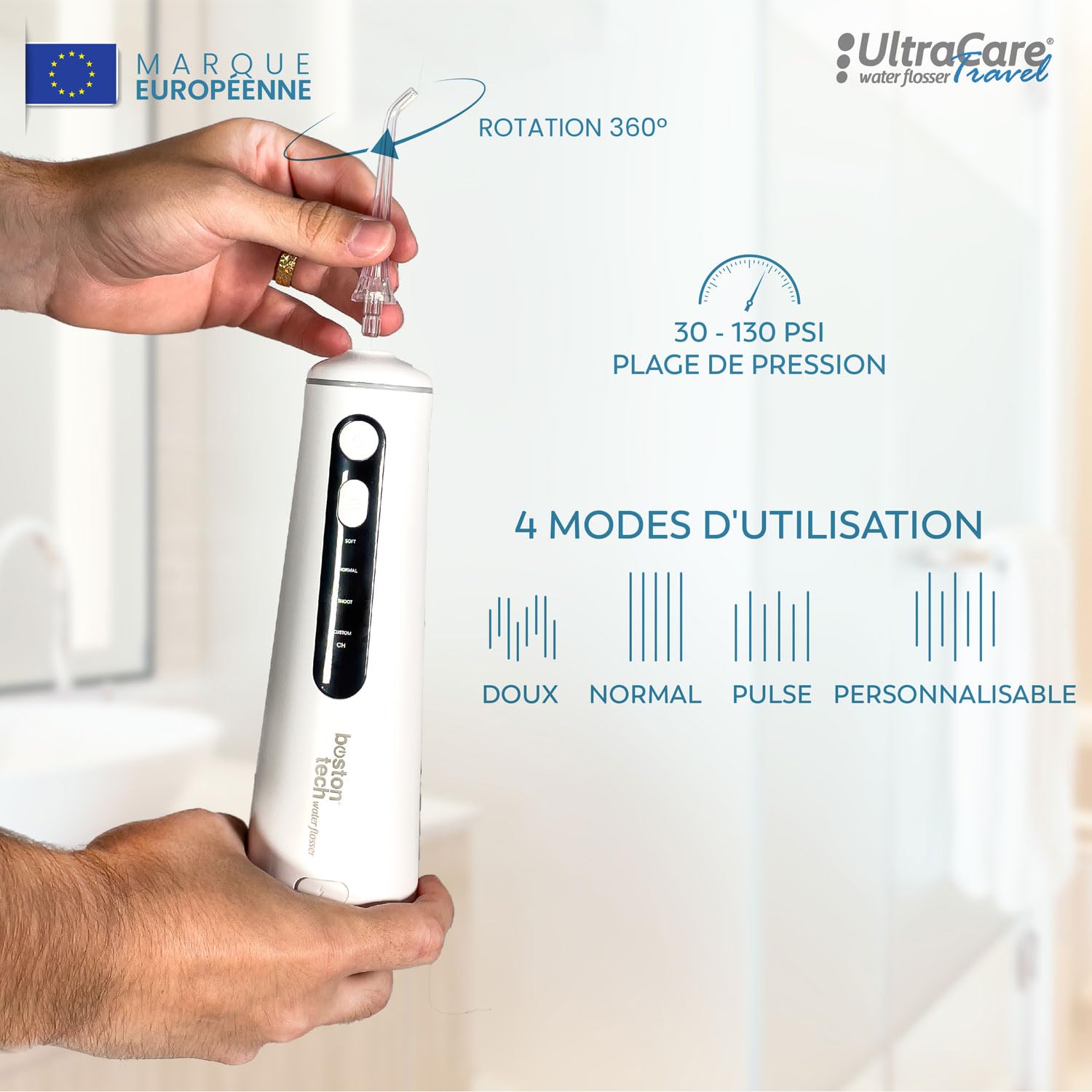 Aquapik® 100 Hydropulseurs dentaires professionnels |Élimine la plaque + Recommandé par les dentistes | (F. PORTABLE)