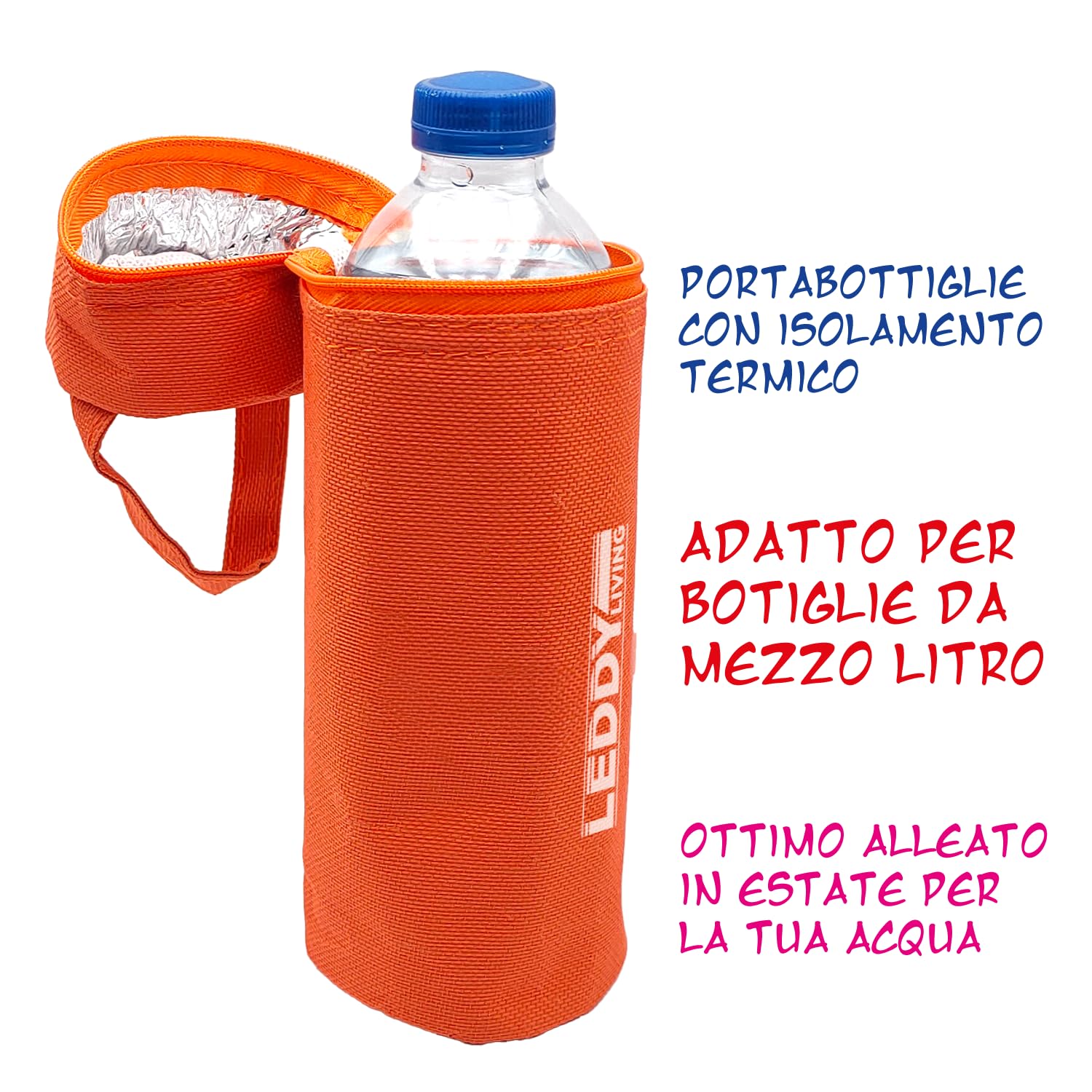 Borsa Termica Leddy Living Per Bottiglie 500 Ml | Isolante Per Lattine | Maniglia Regolabile | Ideale Per Sport E Outdoor
