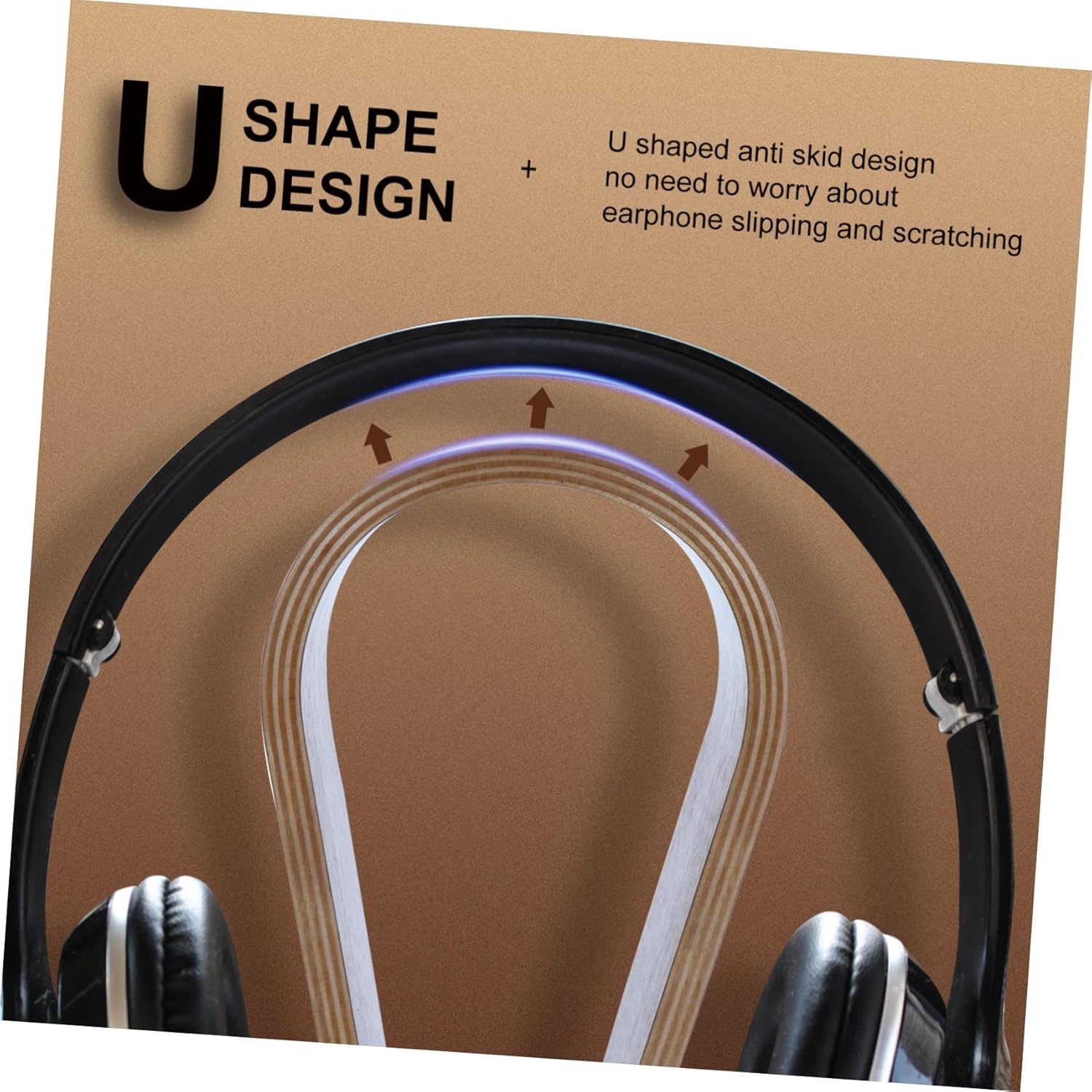 TEHAUX Luxury Headphone Display Stand Wooden Headset Holder Rack for Office Home