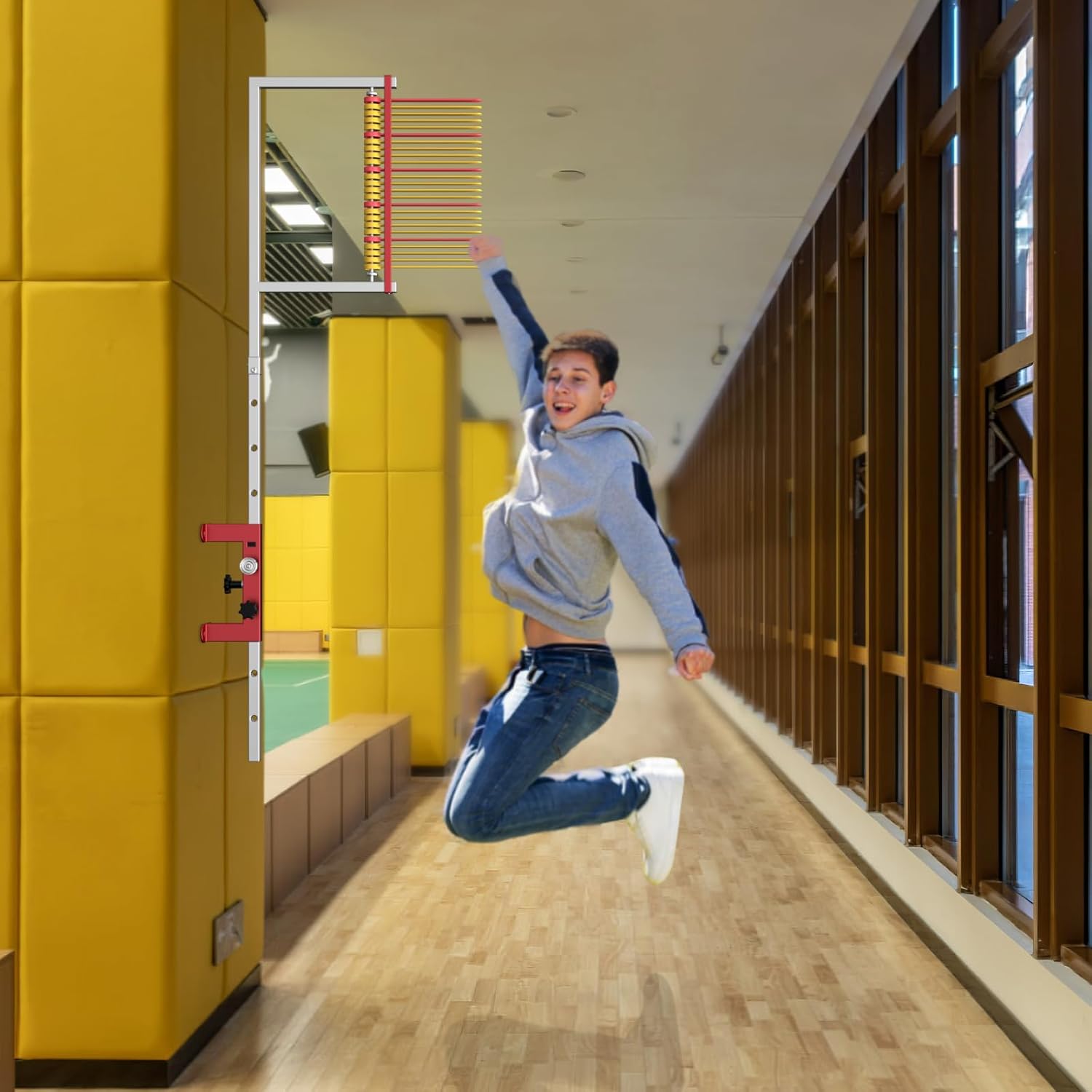 Wall Mount Vertical Jump Tester，Adjustable Height Vertical Jump Trainer, 2.29 FT Vertical Jump Measurement Tool, Jumping Test for Bakstball Volleyball Training (Wall Mounted, 2.29ft)