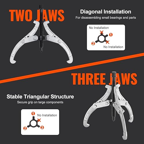 Miniatura 4 de VEVOR Juego de extractor de engranajes, kit de extractor de 3 pulgadas, 4 pulgadas, 6 pulgadas, 8 pulgadas, herramienta de extracción de polea de