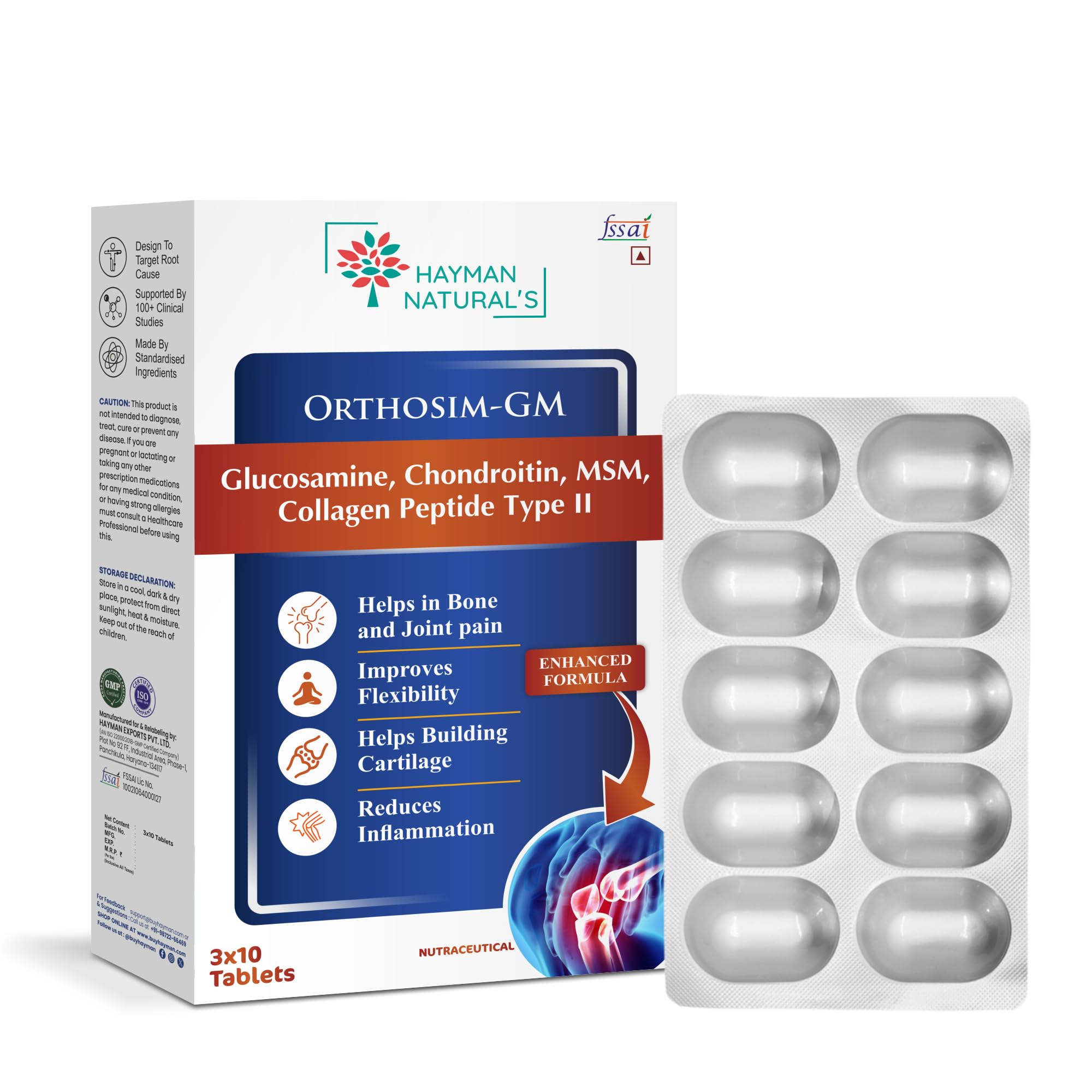 Glucosamine Tablets for Joint Support with Collagen, Glucosamine Chondroitin & MSM | Supports Joint Cartilage, Muscle Health & Joint Pain Relief-30 Tablets