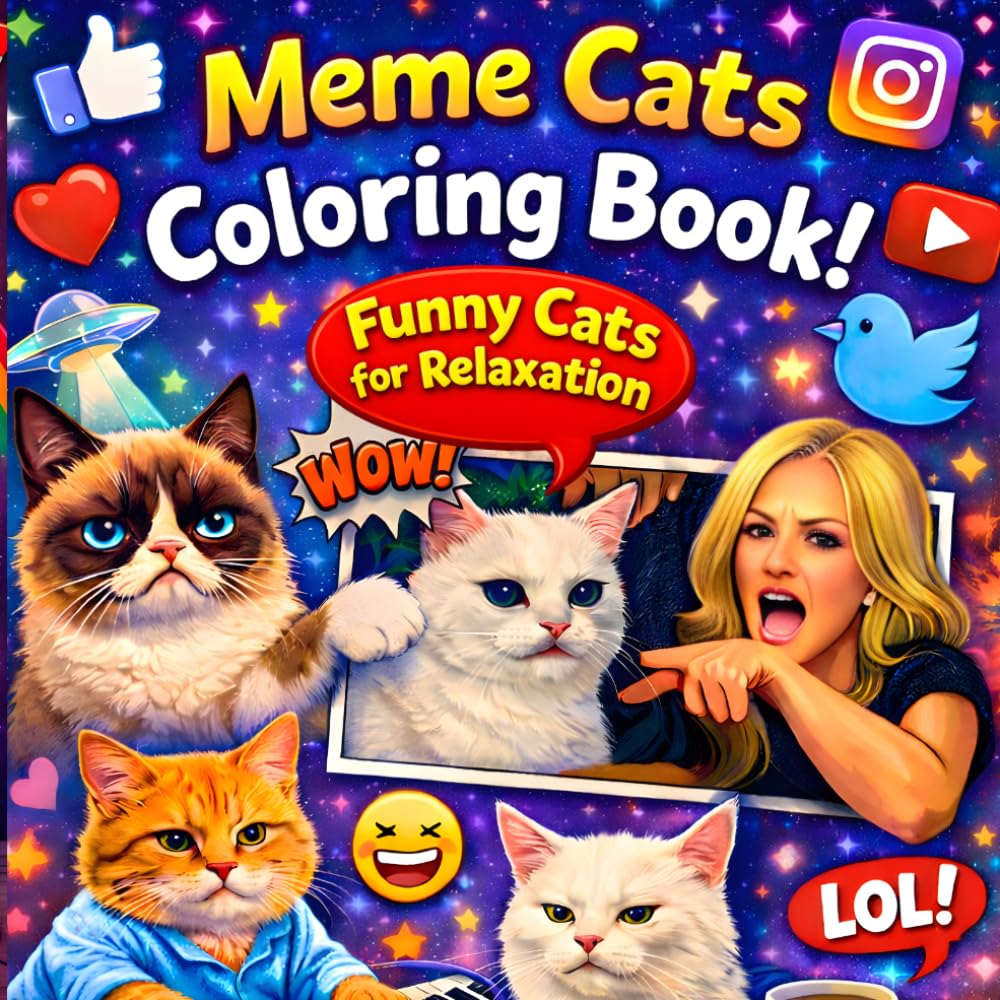 Meme Cats Coloring Book: Funny Cats for Relaxation