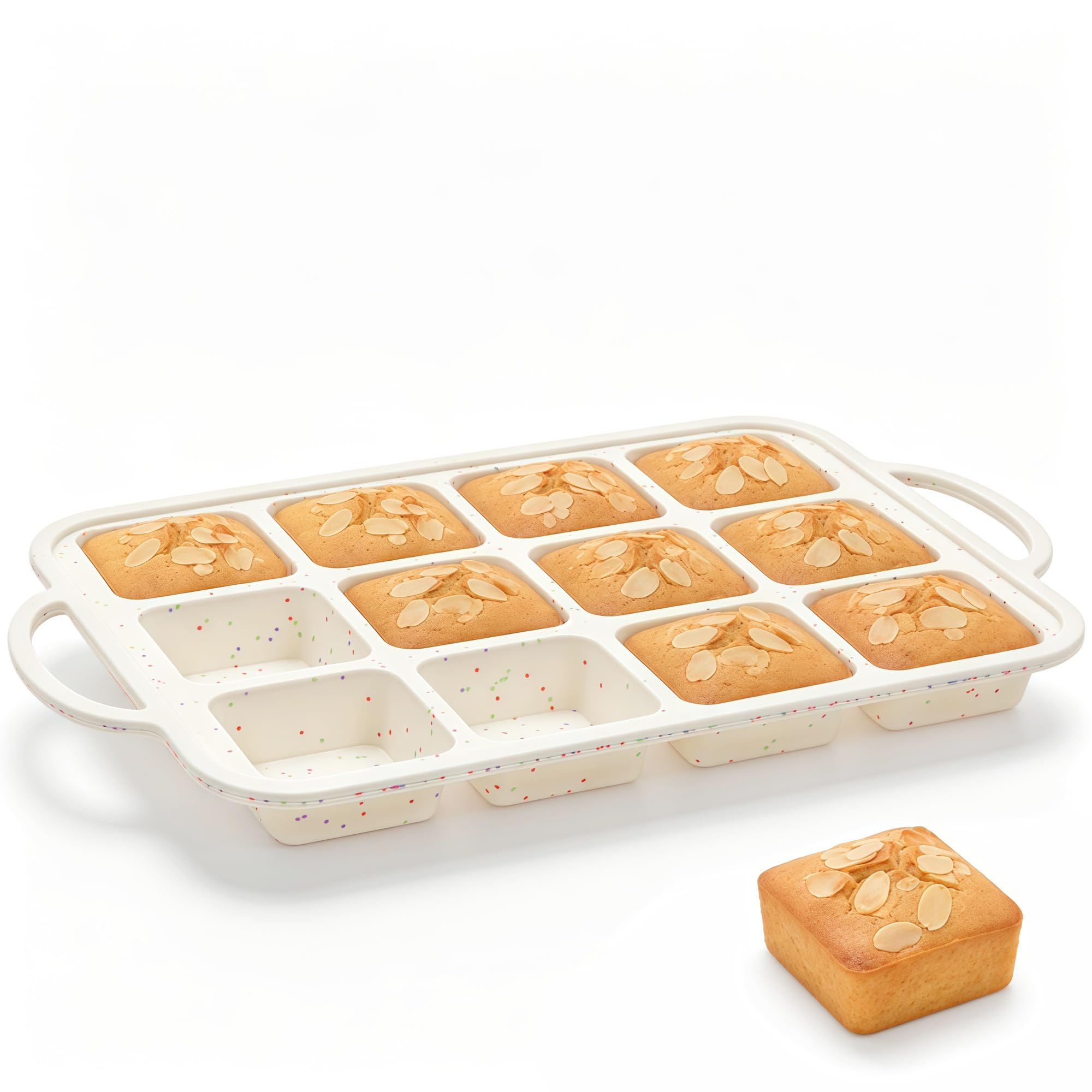 Mini Brownie Pan with Dividers, 12 Cup Square, Cream