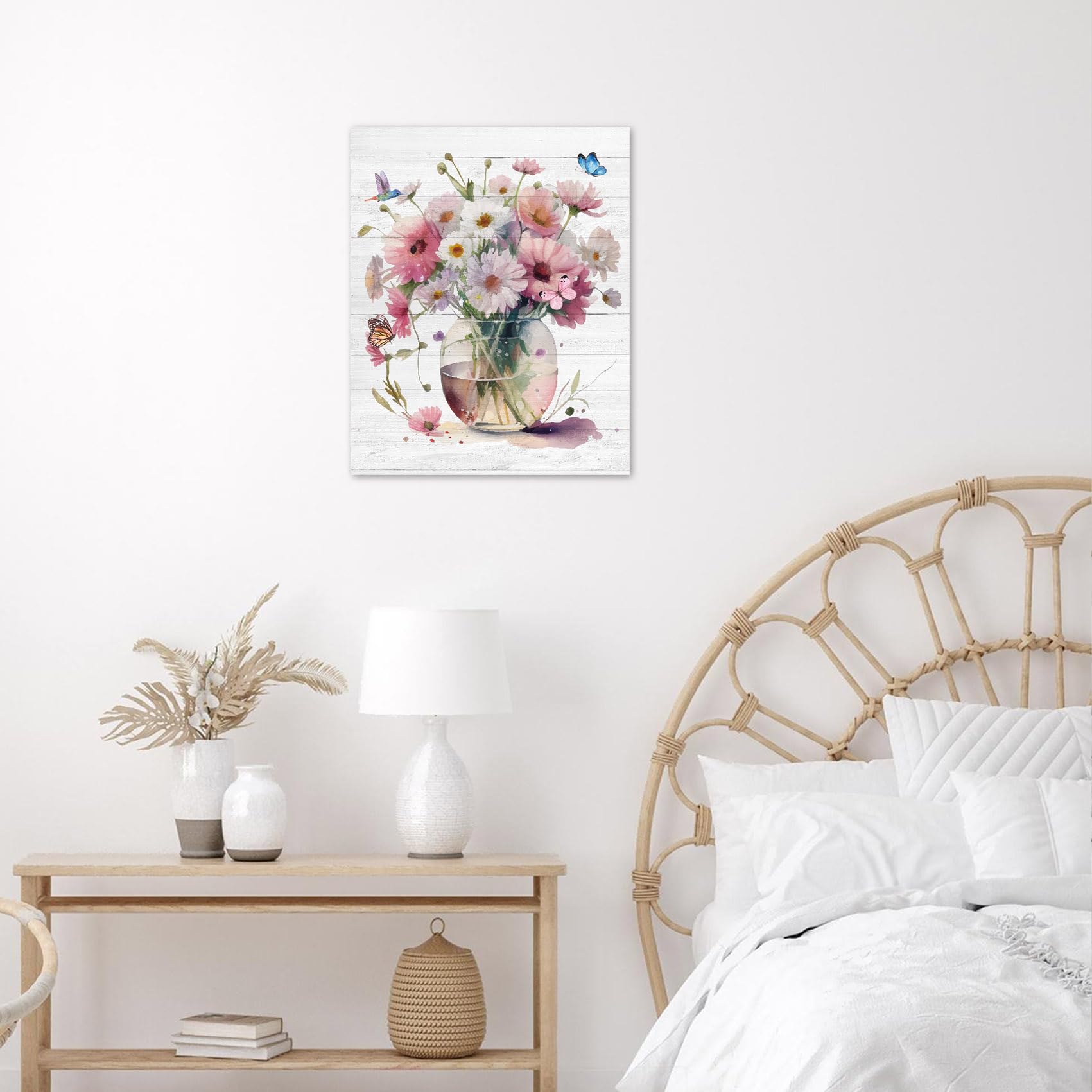 Vintage Chinese Style Butterfly Flower Canvas Wall Art Painting - View #5