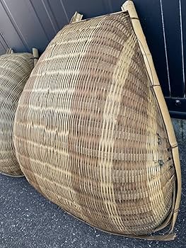 Amazon.co.jp: 箕手箕み農具竹かごかござる古道具古民具農業穀物