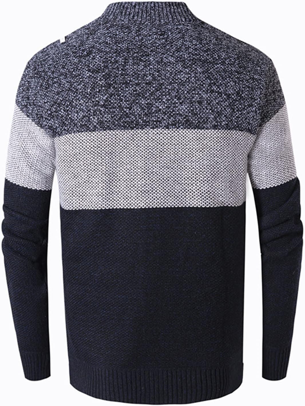 Men's Full Zip Cardigan Sweater Casual Fit Cable Knit Stand Collar Thick Jacket Splicing Color Block Knitwear Warm Outwear (Navy,3X-Large) : Beauty & Personal Care