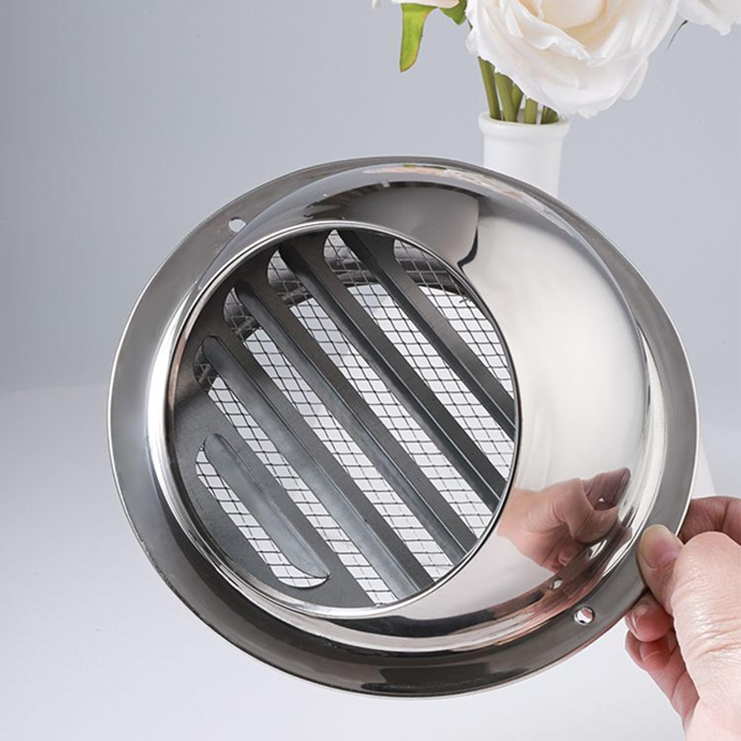 Grille d'Aération en Acier Inoxydable Grille De Ventilation Ronde 80/100/120/180mm pour Hottes d'Aspiration, Ventilations et Conduits d'Échappement(250mm)