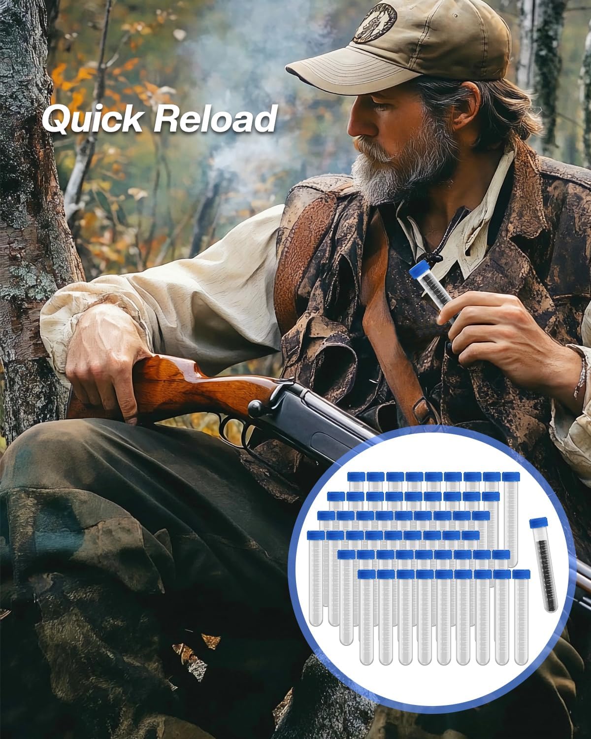 Muzzleloader Accessories Kit, Charge Tubes Black Powder Accessories for Precision Quick Reloads, Rifle Accessories, Hunting Accessories, Traditions Black Powder Measure Storage