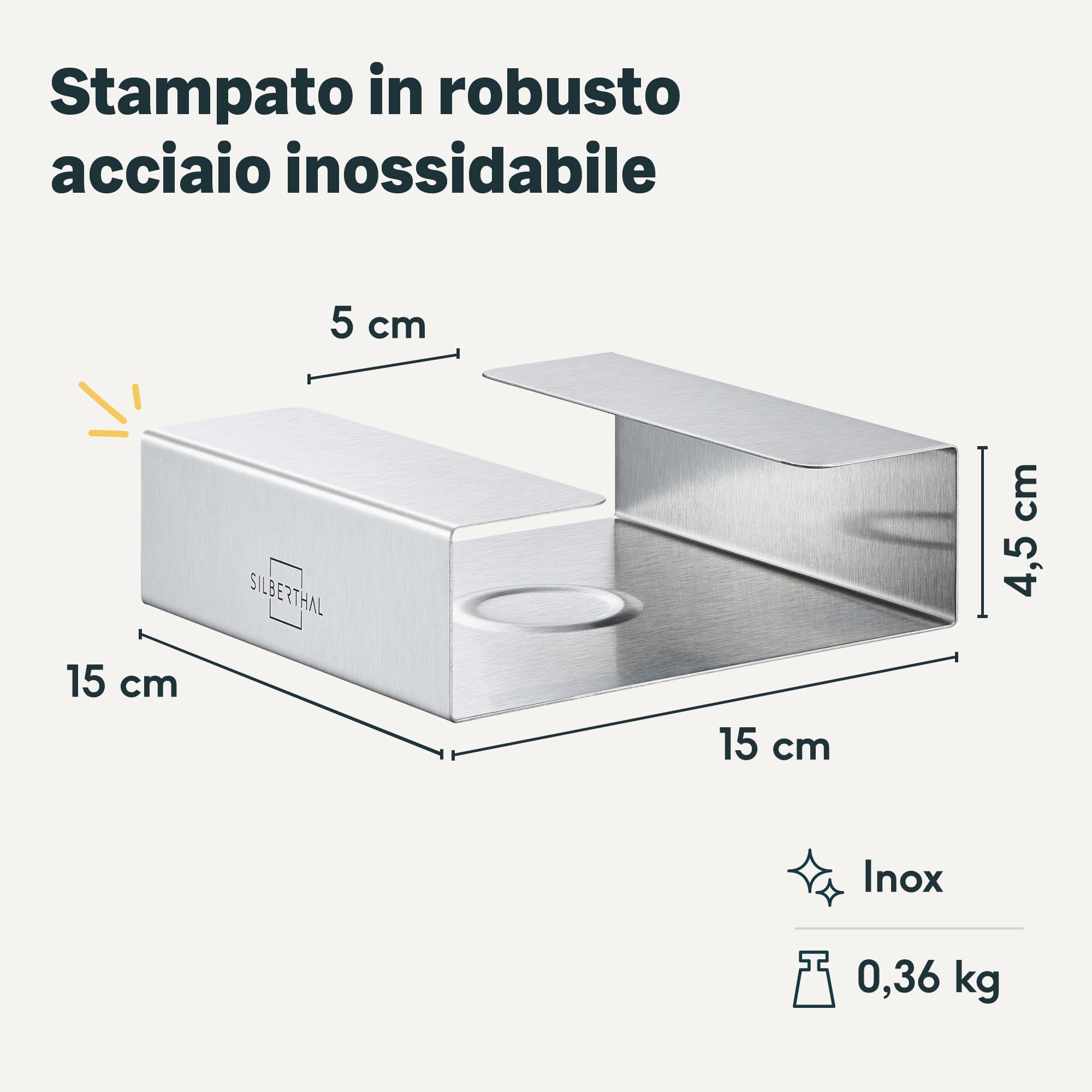 SILBERTHAL Teiera con infusore 1,5 Litri - Vetro borosilicato e acciaio inox - Con scalda teiera