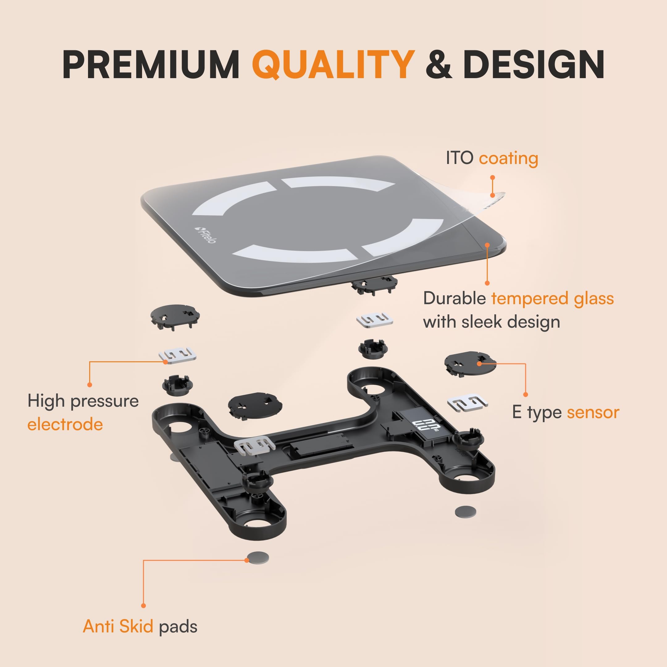 Fitelo Smart BMI Weight Scale (Black) | 18+ Parameters, Body Fat & Muscle Mass | 100+ User Profiles | 2 Yr Warranty | Large Foot Area | Free App Sync & Health Report Card | For Home & Gym Fitness - Image 6 thumbnail