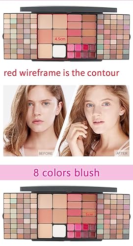 Miniatura 7 de Kit de regalo de maquillaje profesional multiuno para mujeres, kit de regalo de maquillaje de 112 colores para mujeres, sombra de ojos mate de 90
