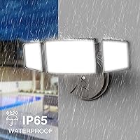 Vista 6 de Onforu - Luces de inundación LED de 75 W para exteriores, 7000 lm de brillo, luces de seguridad controladas por interruptor, 3 cabezales ajustables