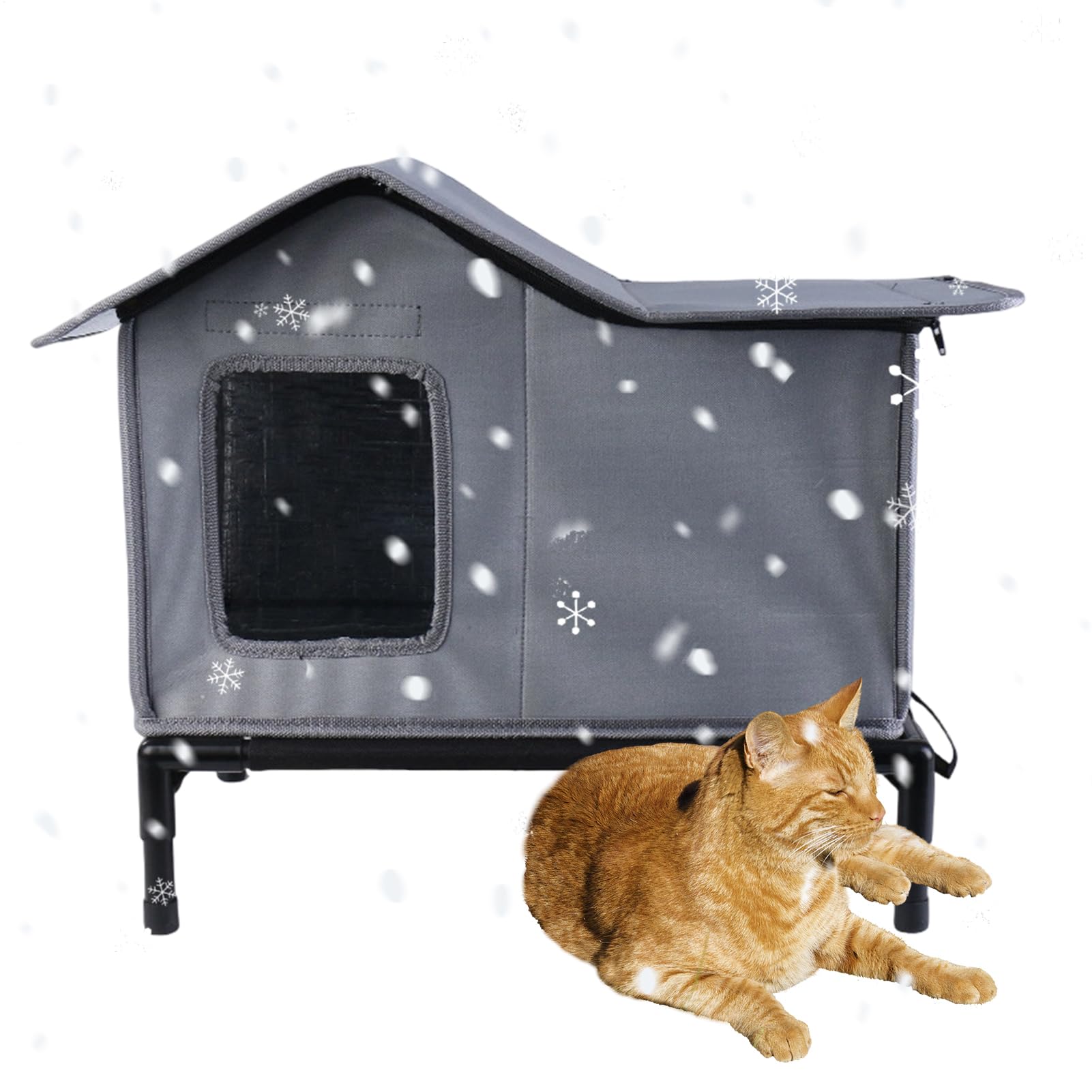 Casa para gatos en invierno y refugio térmico plegable para mascotas en jardín