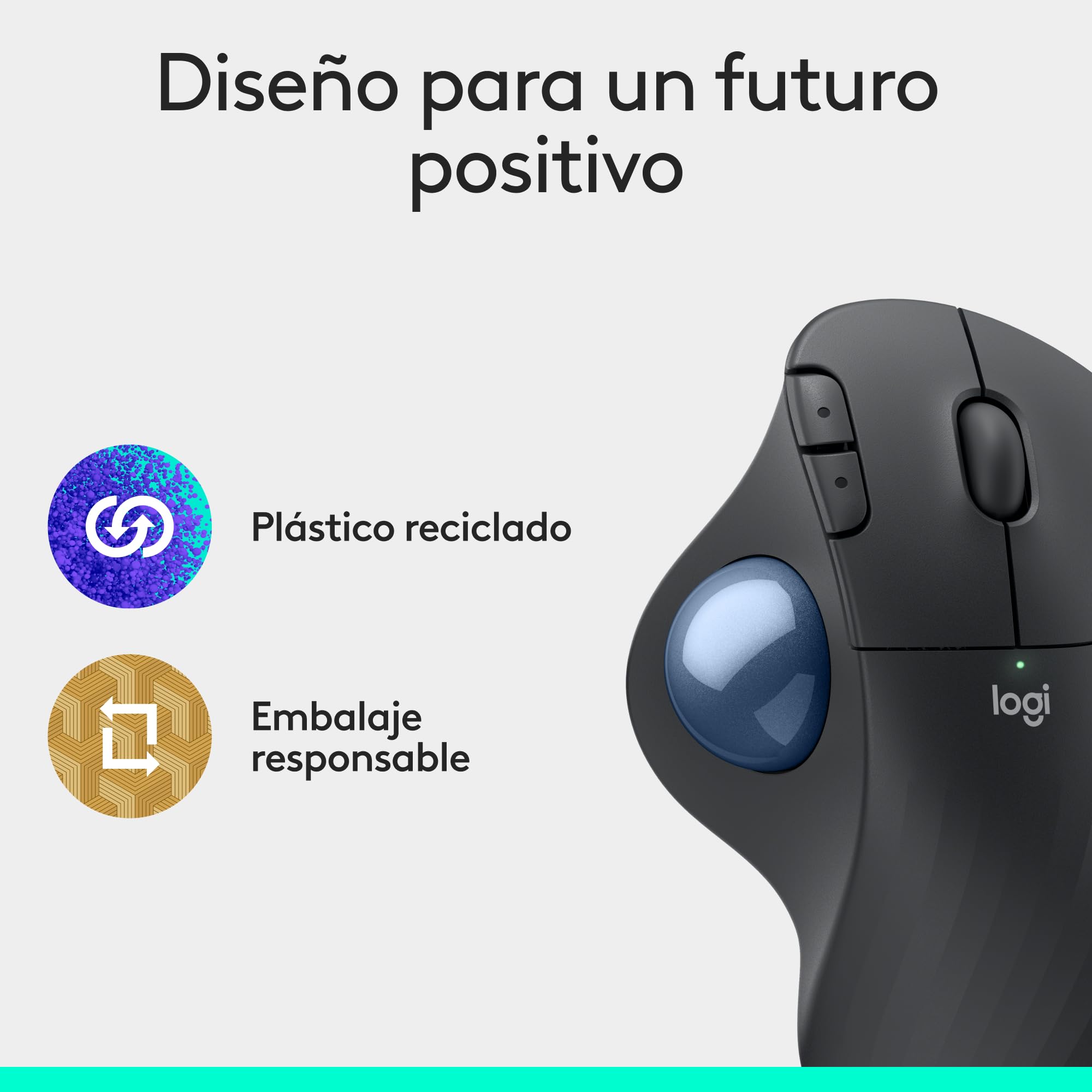 Logitech Ergo M575S ratón con trackball inalámbrico, ratón ergonómico inalámbrico con Bluetooth y Llave USB cifrada, Control cómodo con el Pulgar, Seguimiento Fluido y preciso, para PC/Mac - Grafito