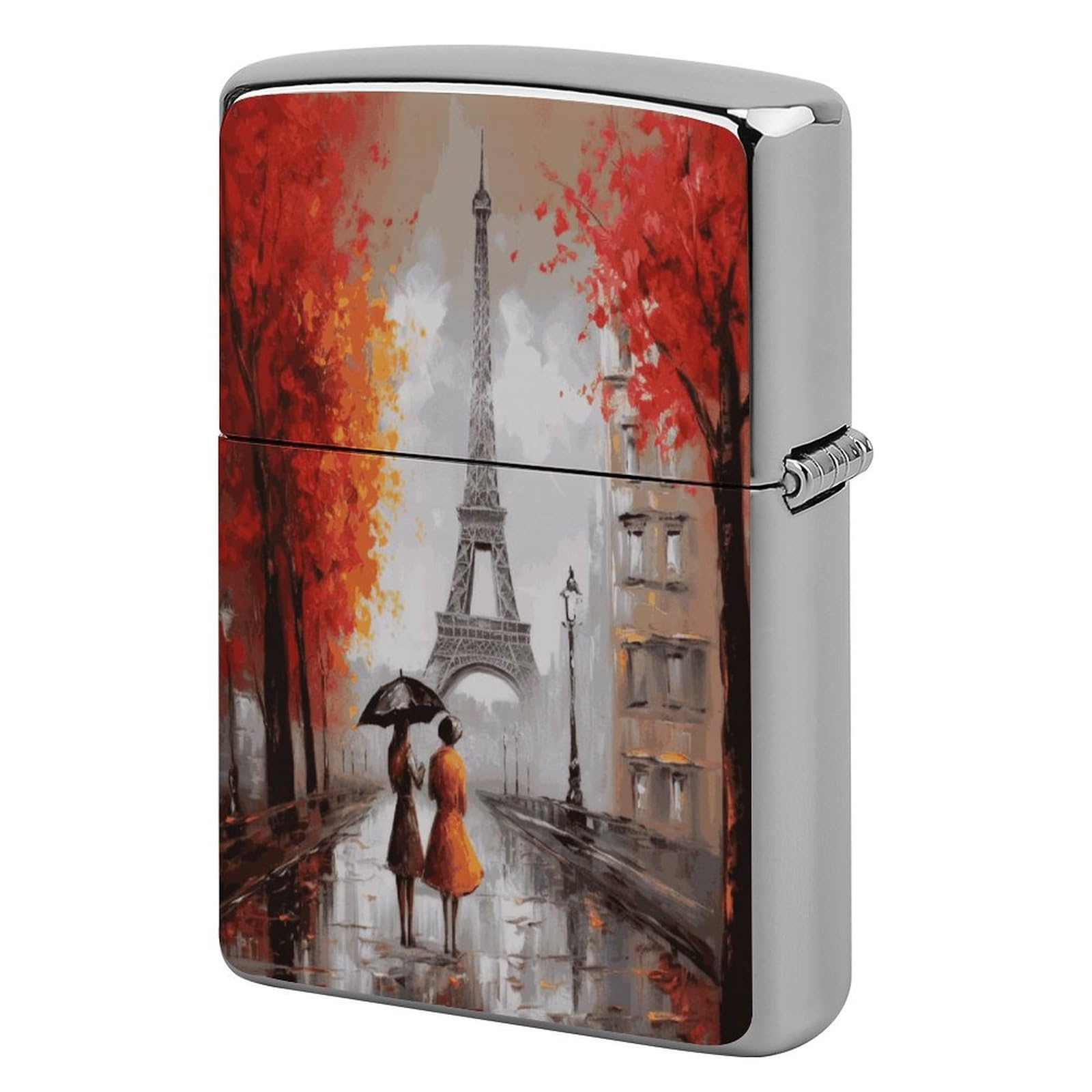 Fodpand Style Eiffel Tower Paris Painting Metal Lighter Case Cover Lighter Sleeve