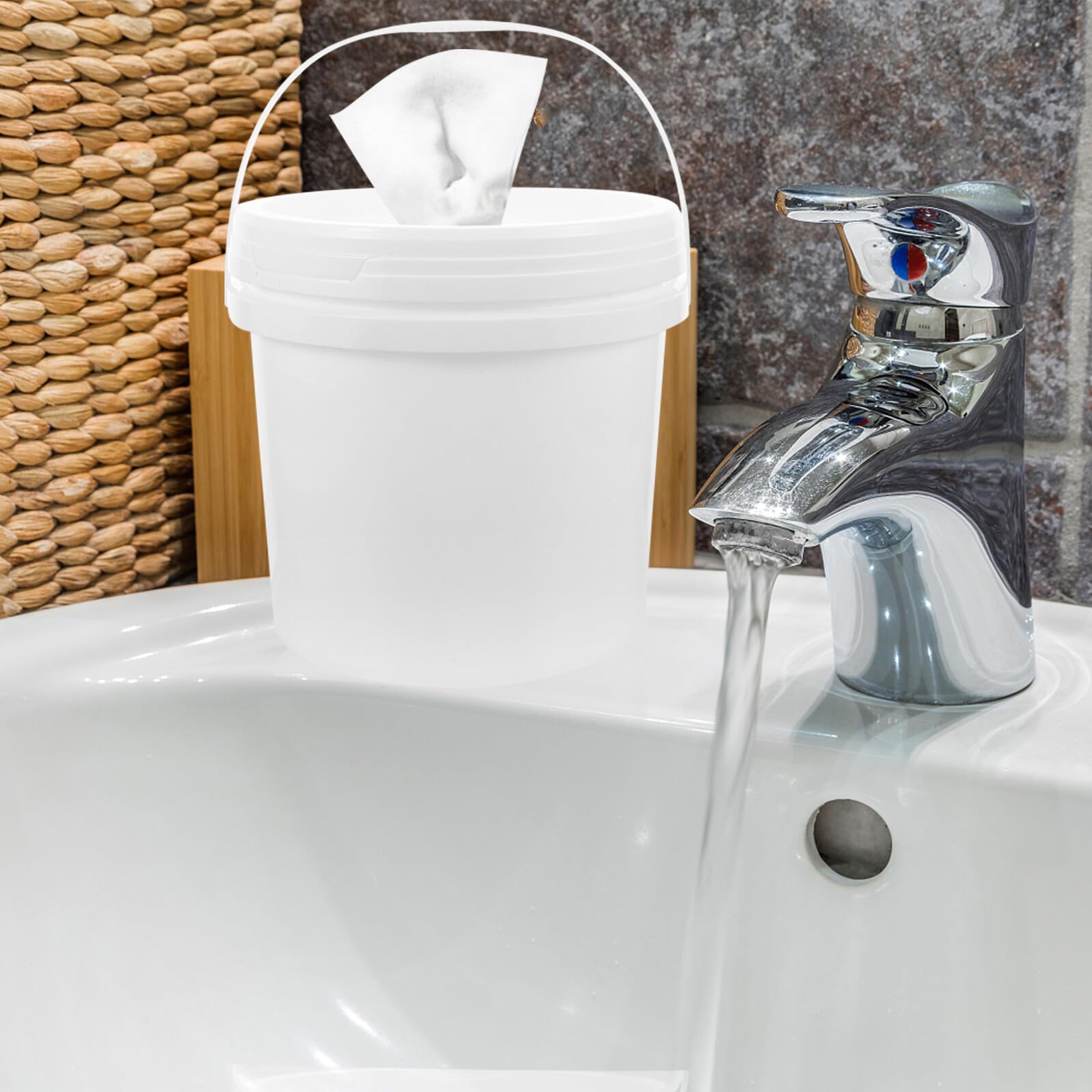 DECHOUS Contenitore per Salviette Igienizzanti Ricaricabile 5l in Plastica Bianco, Leggero e Riutilizzabile, per Ristorante e Auto