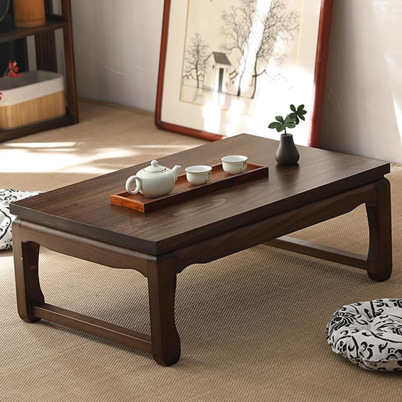 Table basse multifonction en bois pour s'asseoir sur le sol confortablement