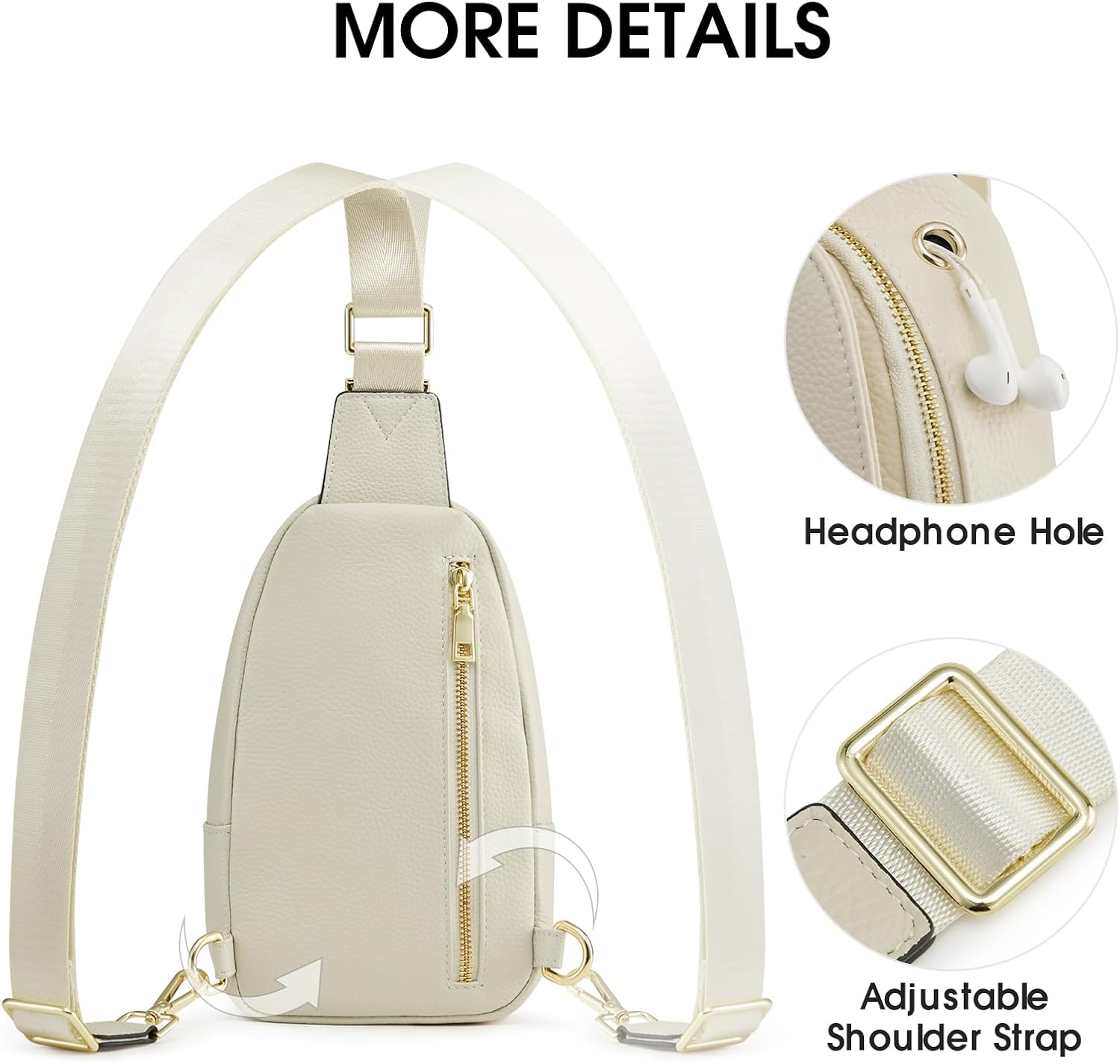 Kattee Leather Sling Bag for Women, Womens Leather Fanny Crossbody Purse for Travel，Small Sling Bag with RFID Blocking | Small, with RFID Blocking - Image 6