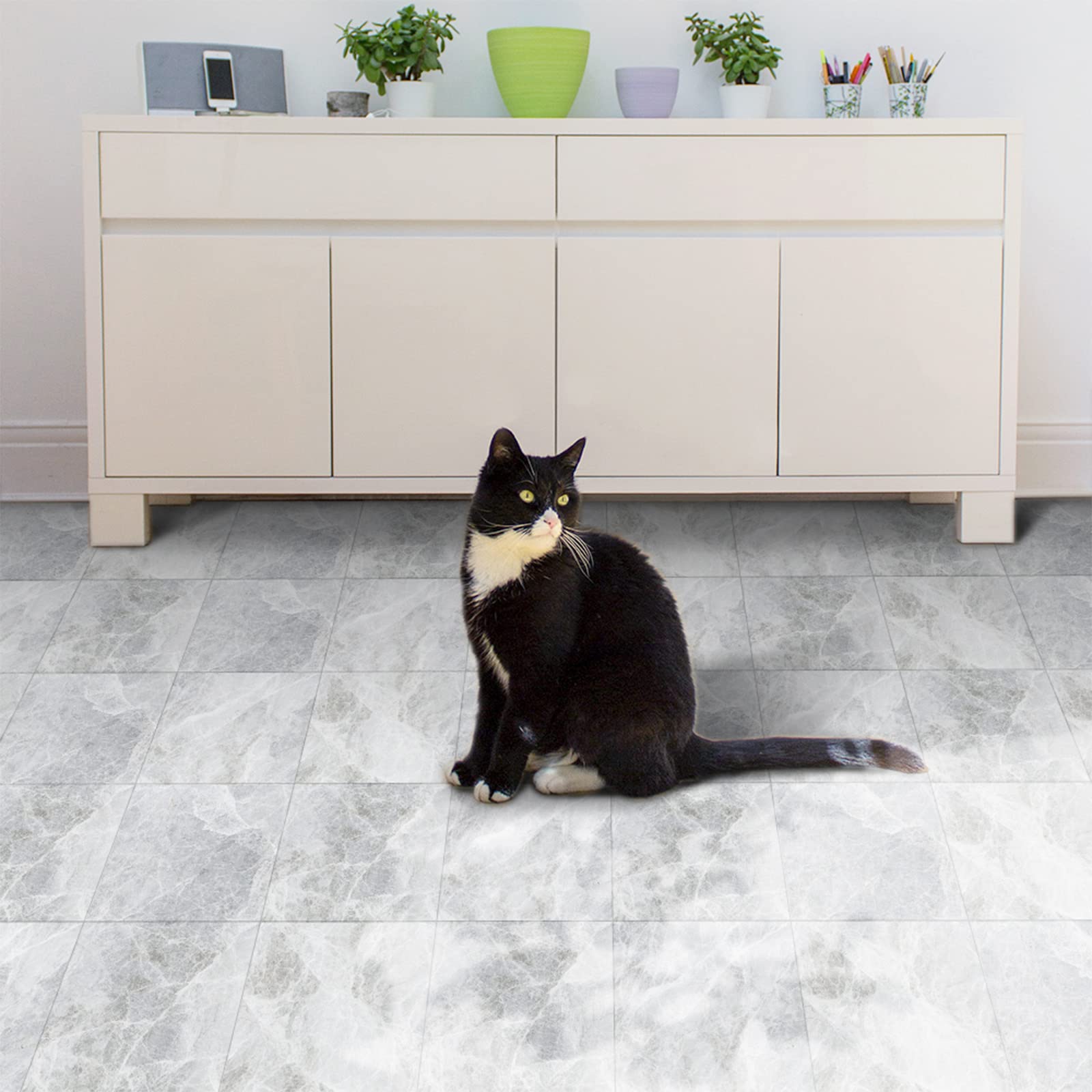 Buy BYLife Marble Floor Tiles Self Adhesive Flooring Grey, Peel and