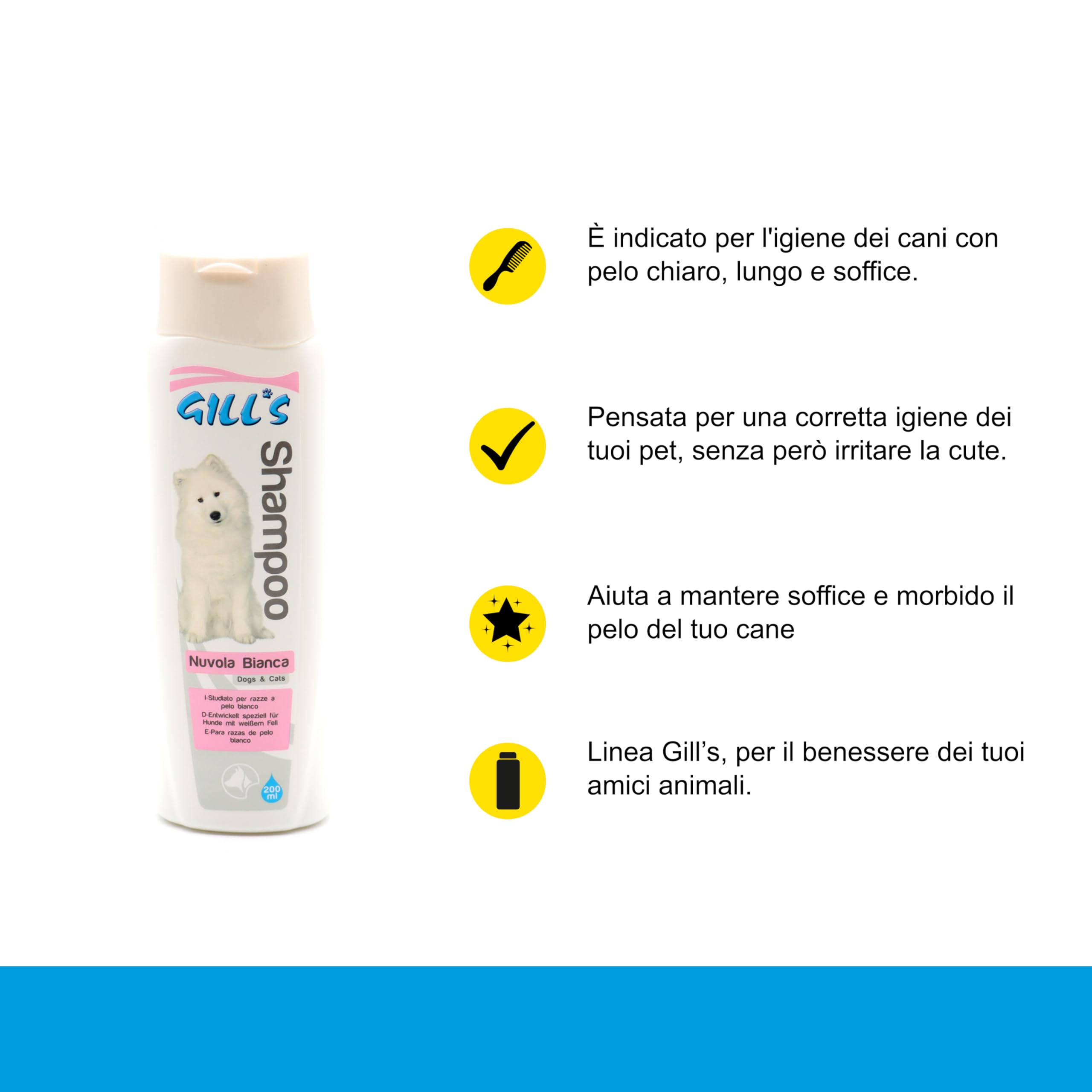 Croci Gill's - White Cloud Shampoo, shampoo for light and long haired dogs makes the hair soft and fluffy, 200ml - Image 2