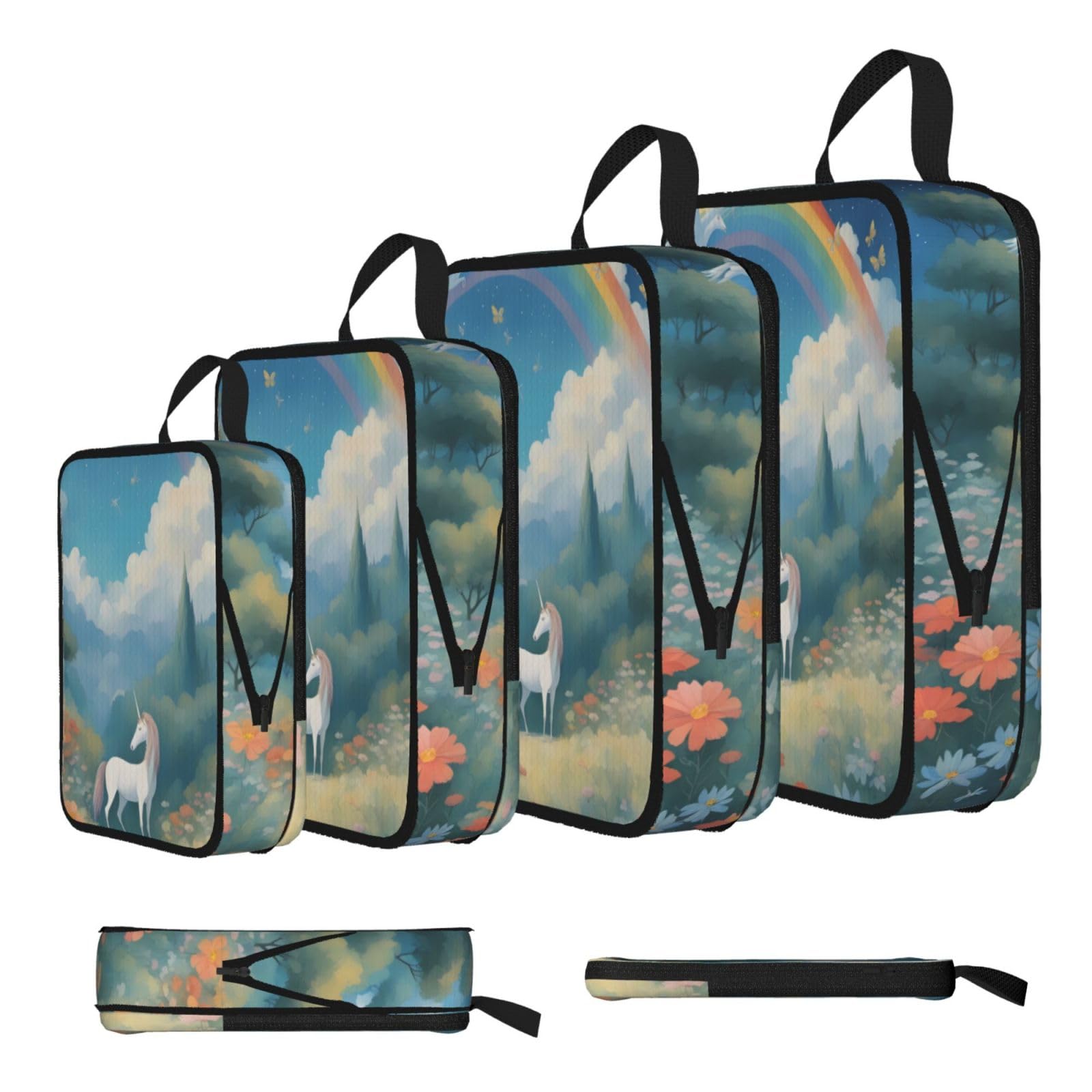 Sxzvvbn Black Unicorns In The Distance Compression Packing Cubes 4 Piece Set