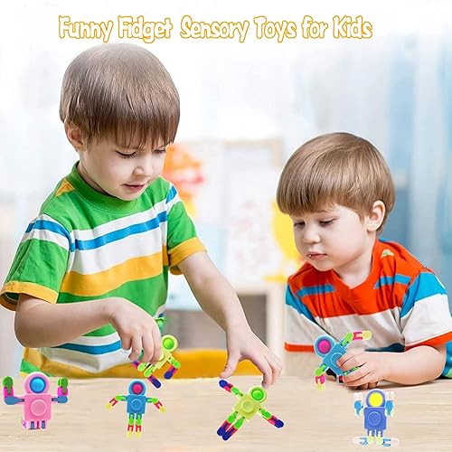 Miniatura 5 de Paquete de 8 divertidos juguetes sensoriales para la ansiedad, juguetes de robot deformables para niños y adultos, juguete de cadena pop para