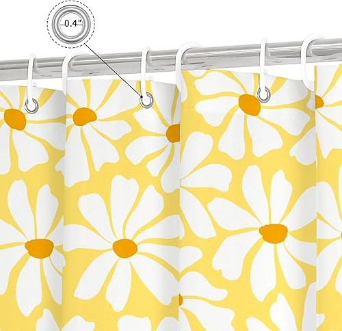 Miniatura 45 de Cortina de ducha floral de margaritas azules, cortina de ducha bohemia con flores de primavera para baño femenino, juego de cortina de ducha moderna