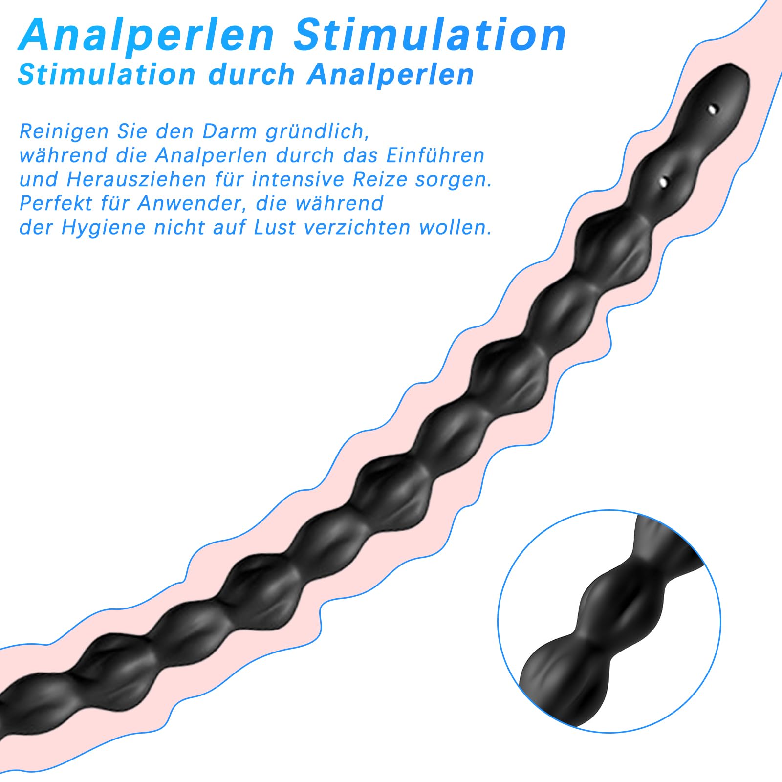BDSMYEE Douche Anale en Silicone de 51 CM Lavement Anal Perles Nettoyage Intestinal Intime Douche Enema Jouets Sexuels SM pour Femmes Hommes