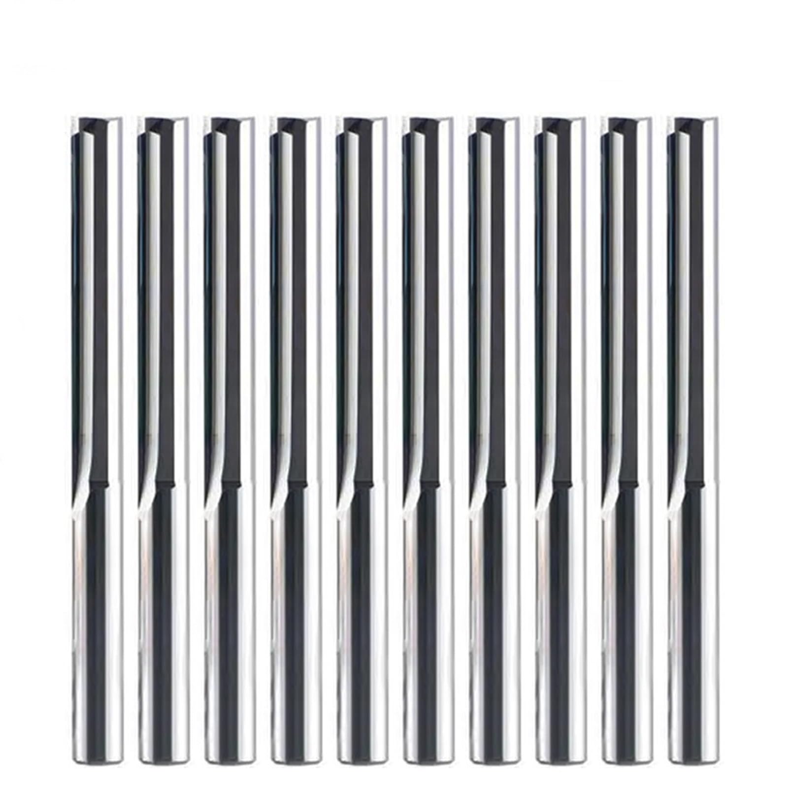 10 szt. Bit prosty z węglika spiekanego, zestaw końcówek do cięcia płaskiego do grawerowania i frezowania CNC - 3,175/4/5/6/8mm, dwa ostrza(6x42x70L)