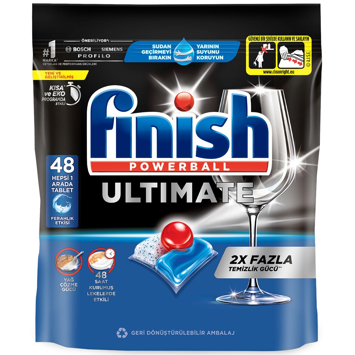 Finish Ultimate 48 Kapsül Bulaşık Makinesi Deterjanı Tableti (1 x 48 Kapsül)
