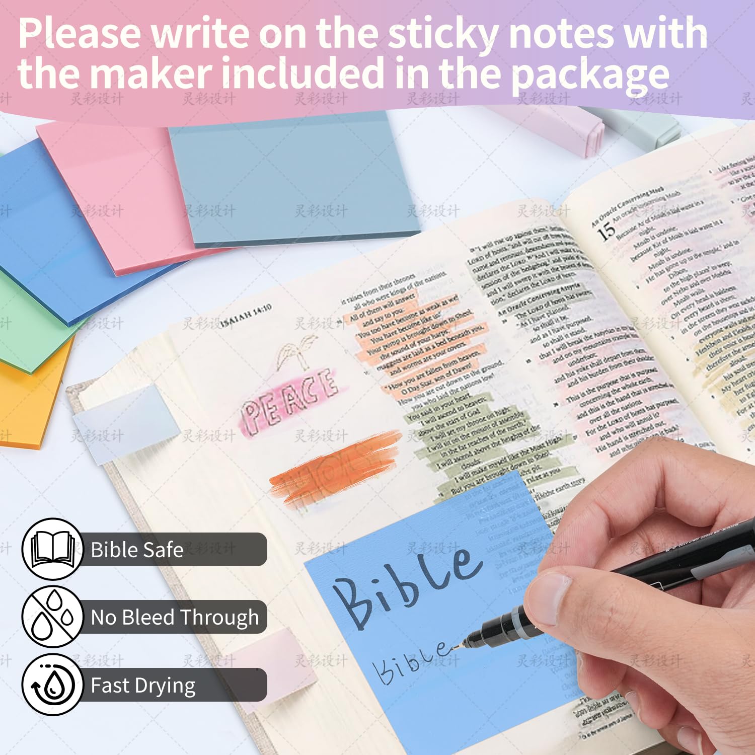 KOPKOFT Suministros de estudio bíblico, kit de diario bíblico para mujeres con diario, estuche para bolígrafos, pestañas, resaltadores y bolígrafos, kit de estudio bíblico para mujeres, regalos
