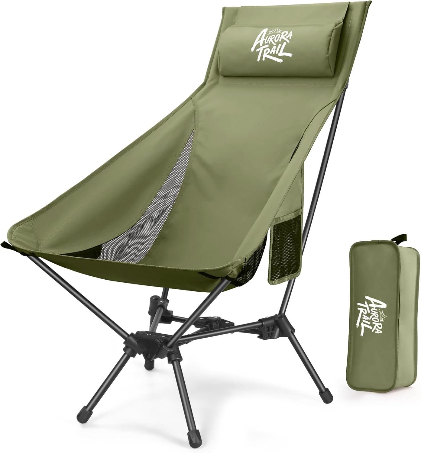 Lightweight High Back Camping Chair with Pillow & Cup Holder Lightweight High Back Camping Chair with Pillow & Cup Holder