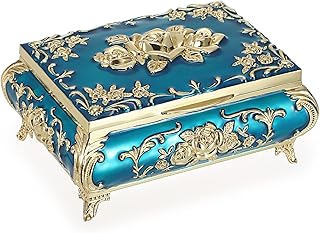Hipiwe Metal Decorative Jewelry Box Vintage Treasure Chest Case Ornate T...