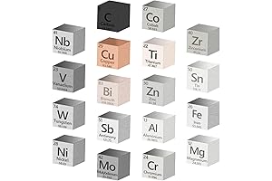 18 Pcs Metal Element Cube Density Cubes (Including 99.99% High Purity Cesium Metal Cube)