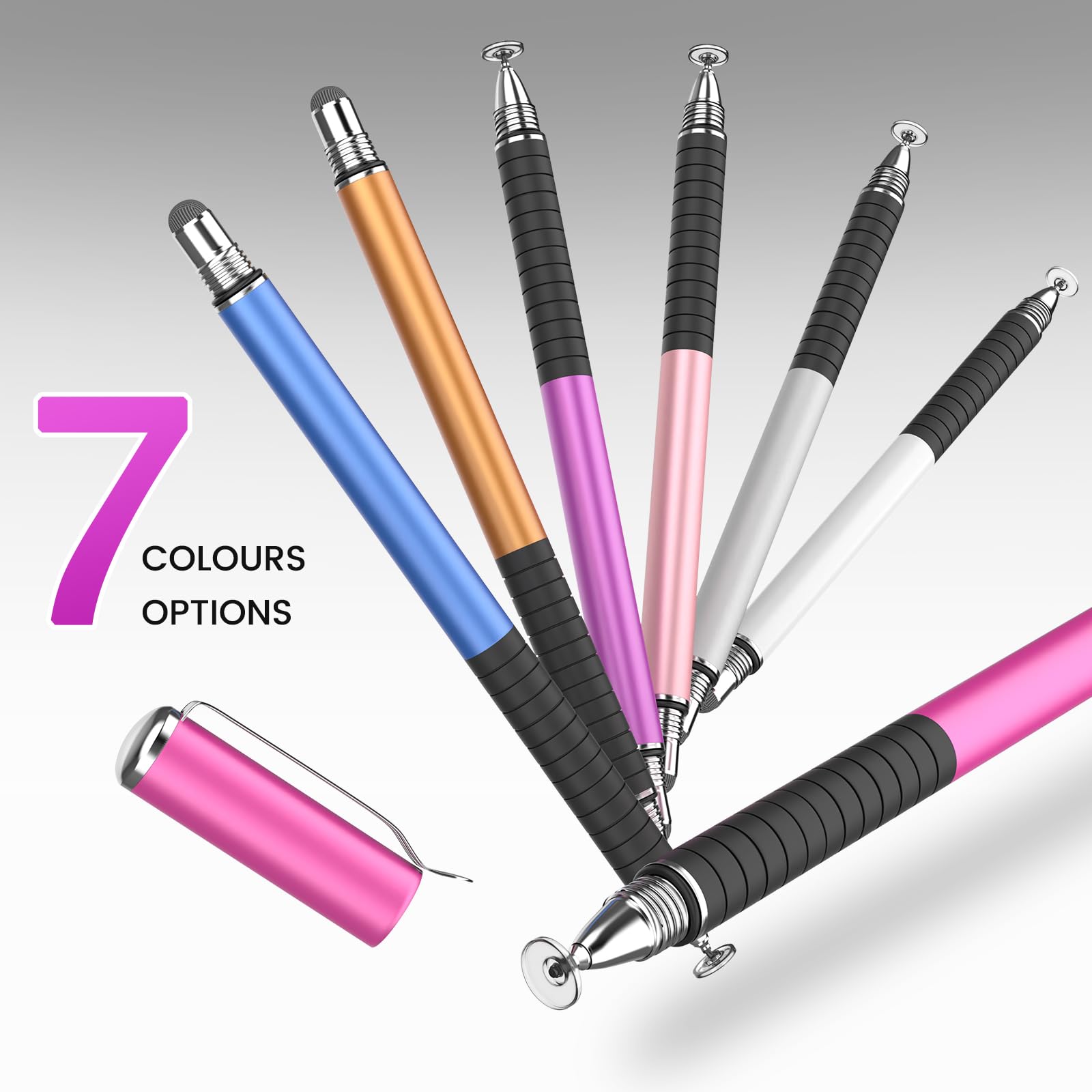 MEKO 6 lápices capacitivos para pantalla táctil, lápiz capacitivo 2 en 1 de alta sensibilidad y precisión para iPad, iPhone, Android, smartphone, tragaluz y tabletas, compatible con todos los