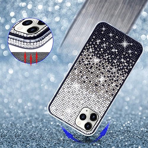Miniatura 5 de LUVI Funda compatible con iPhone 13 Pro Max Bling para mujeres y niñas, con diamantes de imitación brillantes, funda protectora de lujo 3D hecha a