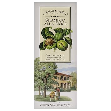 L'Erbolario Walnut Shampoo - Clarifying Shampoo for Men and Women - Astringent for Oily Hair and Scalp - Cleanses, Adds Volume and Shine - 6.7 oz