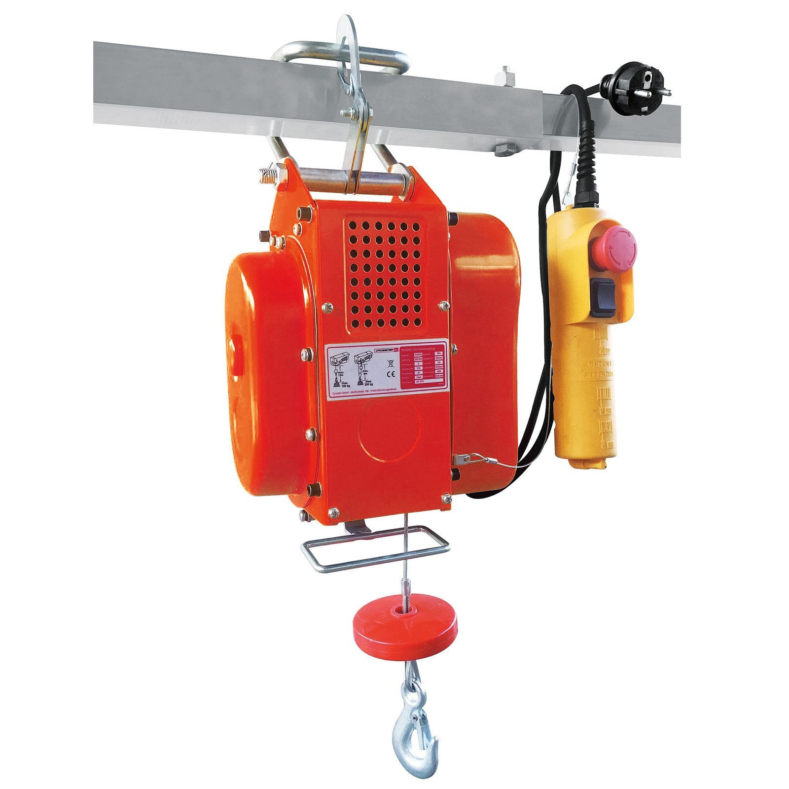 Paranco a fune Crossfer HXS600D Verricello a fune con puleggia di ritorno Capacità di sollevamento 300 / 600 KG altezza di sollevamento 18 / 9 m 230V
