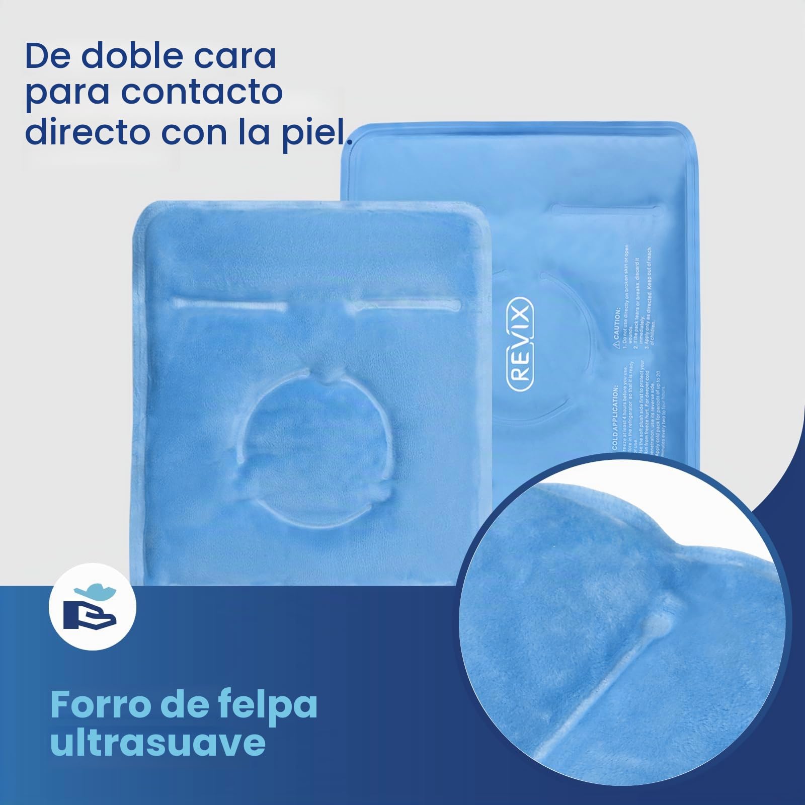 REVIX Rodillera de Gel Frío para Rodilla – Bolsa de Hielo Reutilizable con Correas Ajustables y Funda de Felpa, Gel Extra Frío para Rodilla, Pierna o Codo, Ideal para Uso Diario y Descanso