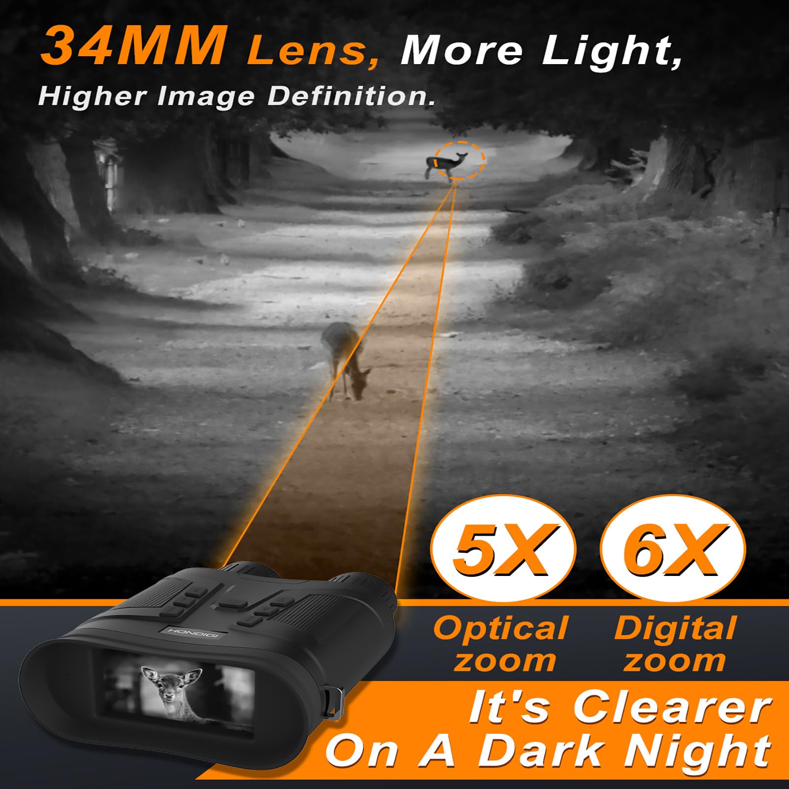 HAILM Rechargeable Infrarouge Numérique Vision Nocturne Lunettes avec Prendre HD Photo & Vidéo dans l'obscurité Totale avec 3Inch LCD Grand Écran pour la Chasse, Camping, Voyage, Surveillance