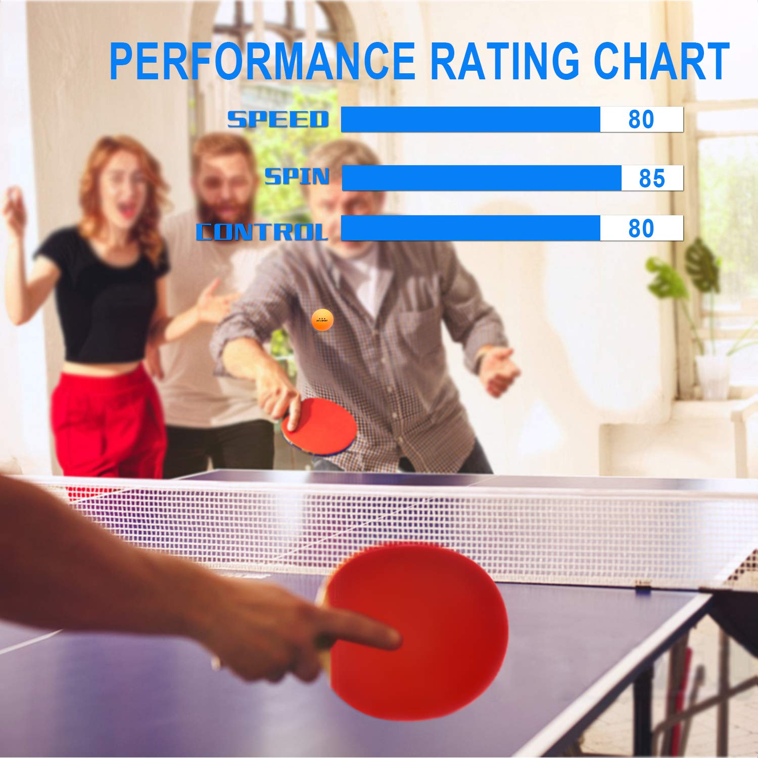 Set Ping Pong Joy.J Sport - 2 Raquettes + Filet Rétractable + 3 Balles + Sac - Intérieur/Extérieur