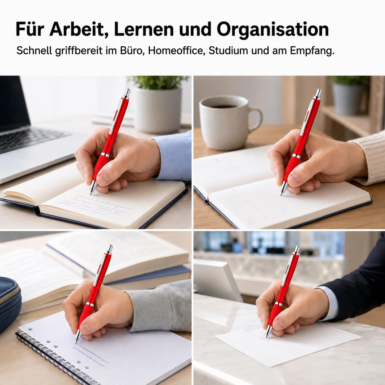 WPRO Kugelschreiber 500 Stück rot, blau schreibend ergonomischer Gummigriff | Nachhaltig länger nutzbar: Wechselbare Patrone und komfortable Haltefläche erleichtern tägliche Schreibaufgaben.