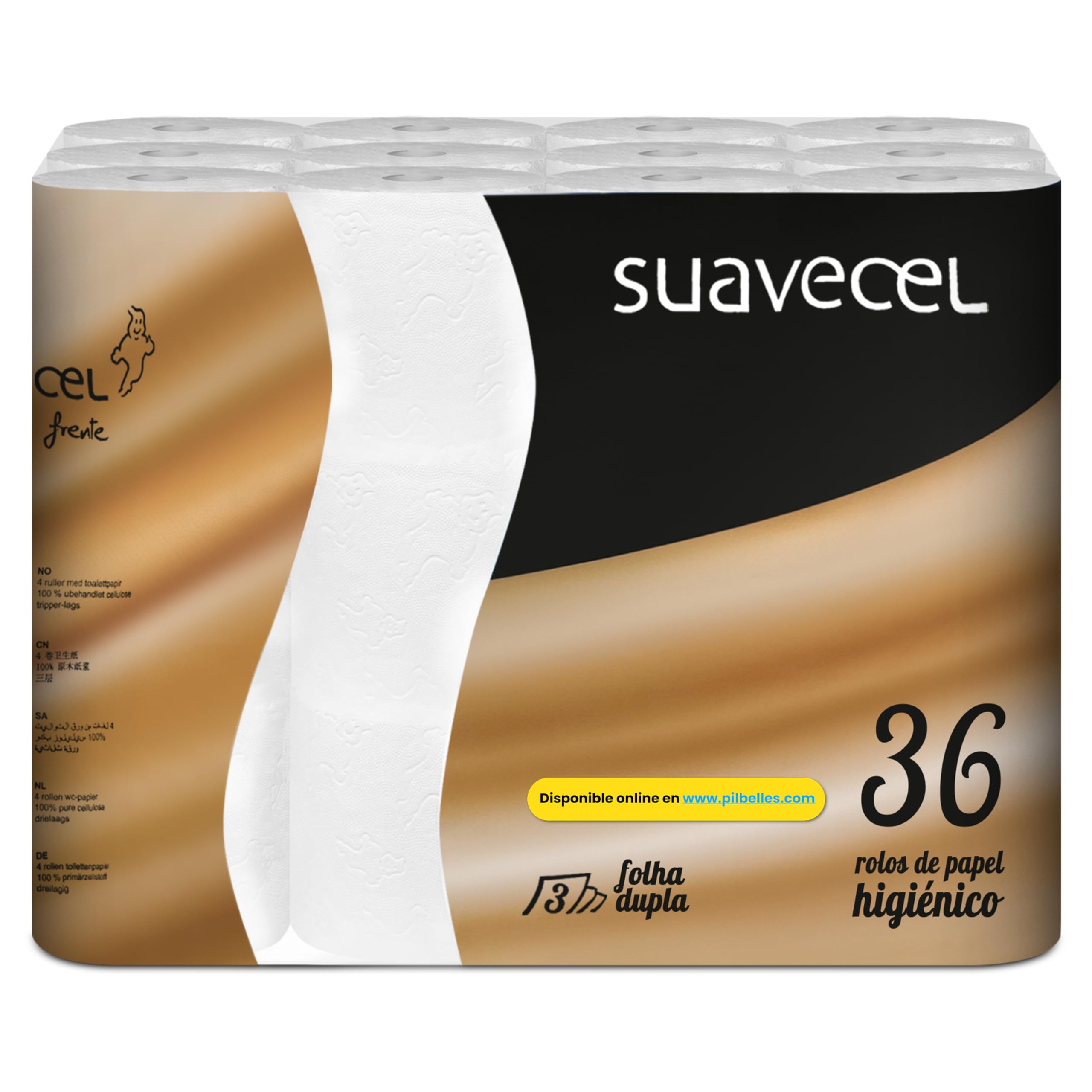 Papier Toilette 3 Épaisseur 36 Rouleaux | Papier Toilette Premium Super Doux et Durable (9 Packs de 4)
